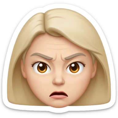 minimal flat emoji of an angry face,
slightly furrowed eyebrows,
tight lips but not angry,
emotion restrained and subtle,
soft pastel warm-gray tones,
emotional but calm design,
modern female health app style,
transparent background,
vector illustration
 sticker