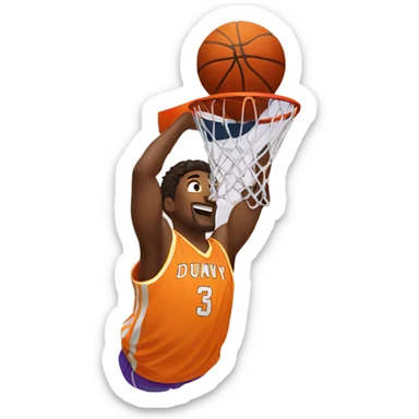 a basketball player dunking in a basket sticker