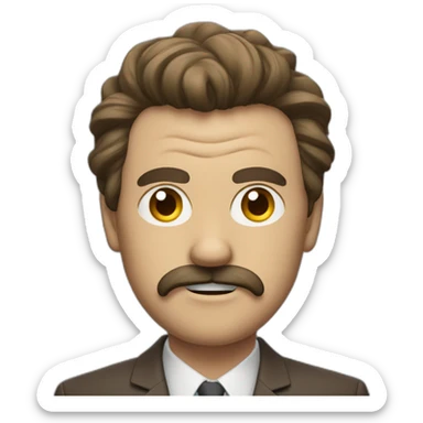 angry man with a Toothbrush mustache and side-swept hair in a brown suit sticker