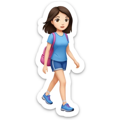 Beautiful brunette girl going for a walk sticker