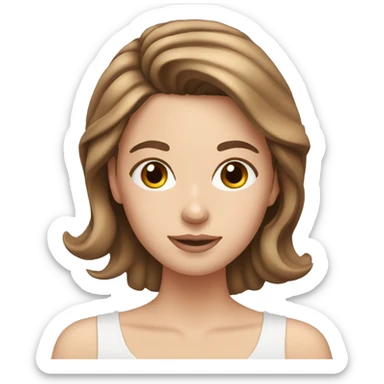 white girl applying cream on face with brown hair sticker