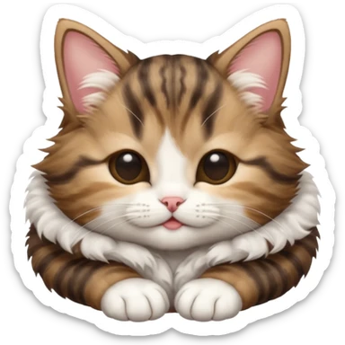 dark brown tabby and white kitten in funny positions upside down with eyes closed sticker
