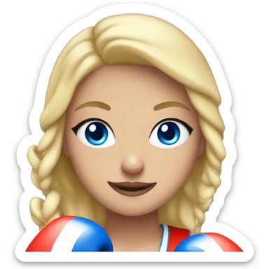 blonde girl with blue eyes in boxing gloves sticker