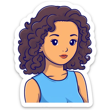attractive Greek woman with long curly dark brown hair and light skin sticker