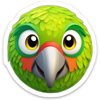 3d sphere with a cartoon Parrot skin texture with big childish eyes sticker