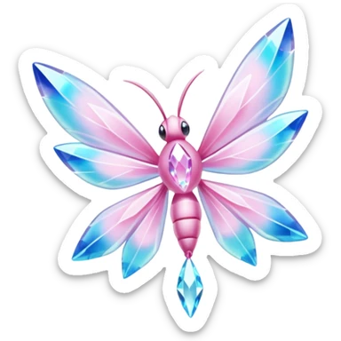 Shiny luminescent translucent diaphanous Diancie-Palkia-Amaura-Aurorus-Salamence-aesthetic-fusion-crystal-fly-decoration-deco-thing-object sticker