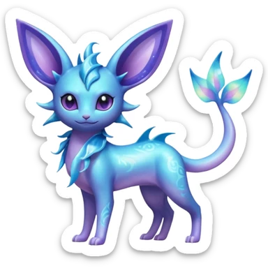 Shiny Nebulae Espeon-Lumineon-Vaporeon-Amaura-Dragonair-Fakémon-hybrid-creature (full body)  sticker