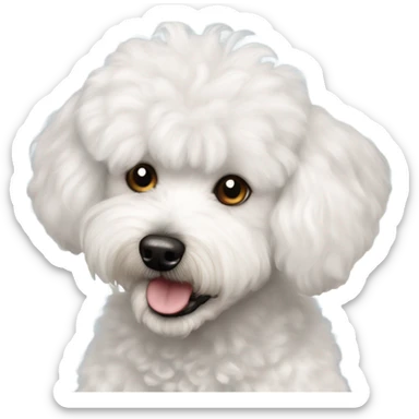 Bichon frise poodle mix fluffy dog happy  sticker