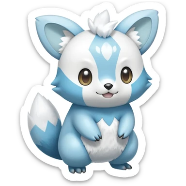 Shiny White Furry Snowy Ice-type Oshawott-Minccino-Emolga-Hybrid (Full body) sticker