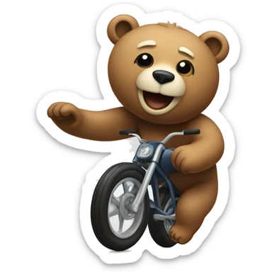 A bear doing a wheelie sticker