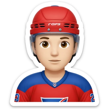 Hockey player in red and blue sticker