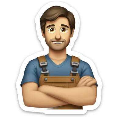 Woodworker with miter saw caucasian dark hair sticker