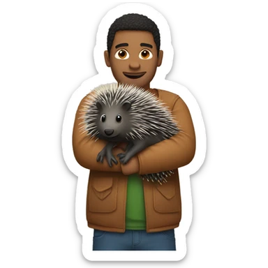 Man holding a porcupine  sticker