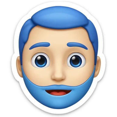 blue emoji face with a defined jawline sticker