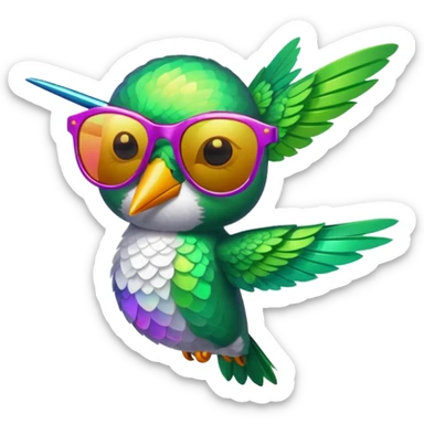 green hummingbird with sunglasses sticker