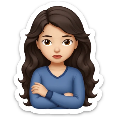 Hispanic girl with long wavy hair crossing her arms and pouting sticker