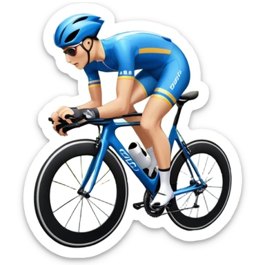 An icon featuring a sleek racing bicycle with aerodynamic wheels on a winding road. The background showcases a scenic mountain landscape, a bright blue sky, and a cheering crowd near the track. Transparent background emphasizes the speed, endurance, and thrill of cycling. sticker