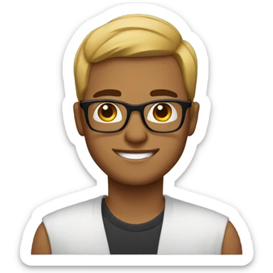 28 years old man with black glasse sticker