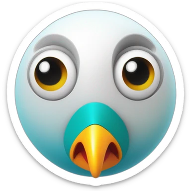 3d sphere with a cartoon Parrot skin texture with big childish eyes talking sticker