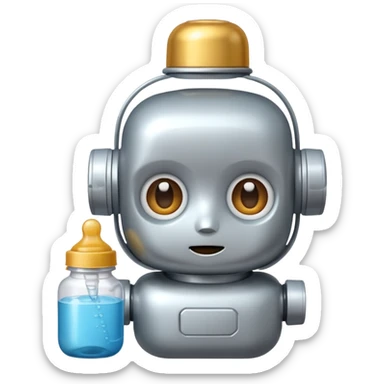 Lil cute bot face with a baby-like bottle  sticker