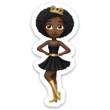 Black bailarina with golden hai she has vitilago and she is wearing a black dress sticker