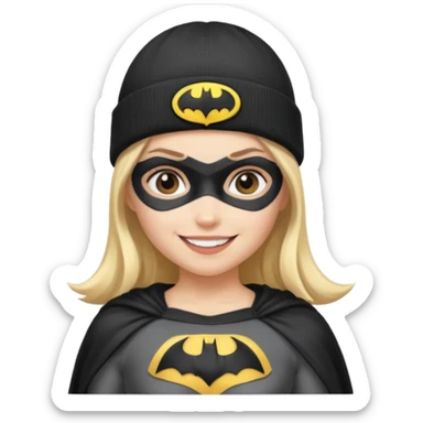 girl superhero with beanie batman sticker