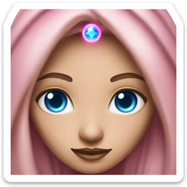 magical diva with pink andromedan skin long hair and blue eyes glowing third eye sticker