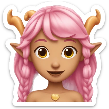 caramel-skinned elf girl with long pink hair sticker