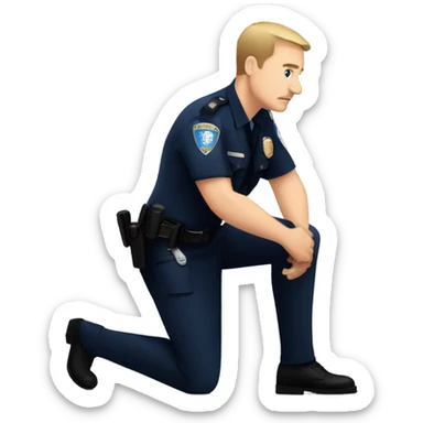 Caucasian Police officer takes a knee sticker