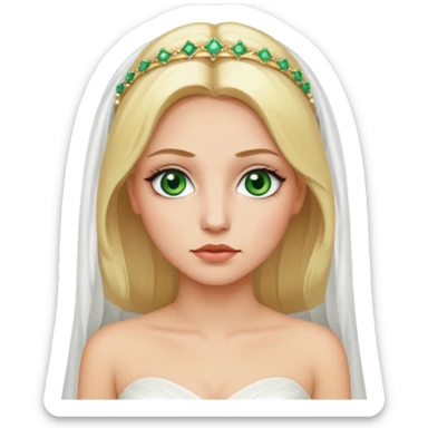Fille cheuveux blond longt yeux vert  maquiller robe de mariage méttise chronique sticker