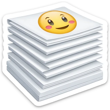 compact stack of clean white A4 sheets, squared edges, one corner slightly curled to suggest flexibility, thick even pile, slightly shadowed between layers, crisp unused office sheets, no wrapper, label, or extras, soft lighting, subtle shadows, emoji scale sticker
