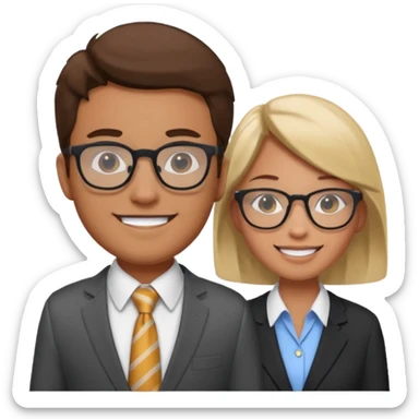 i need an image of a man named clyde who provides basic credit reports. his girlfriend bonny is abind market analyst sticker