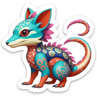  exotic tropical ornate Asian painted cyber-Sleuth-Loyd-Garmaddon-Litten-Linoone-Noibat-Fakémon-Pokémon-Vernid-creature sticker
