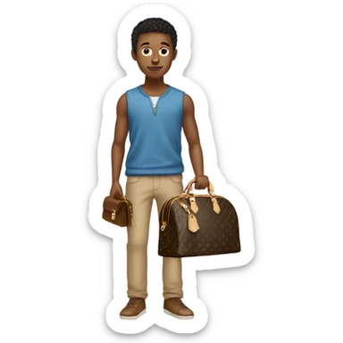 Tan boy with Louis Vuitton purse sticker