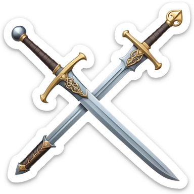 Medieval iron sword with detailed hilt and blade sticker