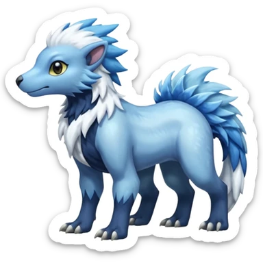 Icy scarf-covered glacial glistening glossy smooth soft flaky scaly furry hyper-realistic boreal Manectric-Absol-Luxray-Pyroar-Fakémon-fusion-animal-creature, full body  sticker