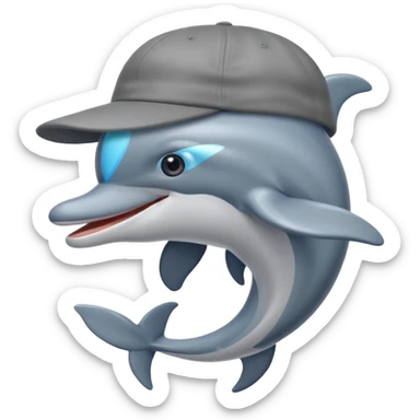 Dolphin emoji combination with a cap sticker