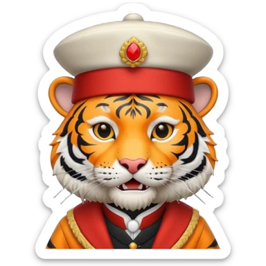 black suited tiger with fes hat sticker