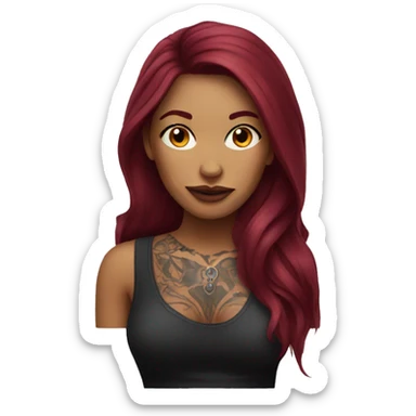 Tattooed woman with long burgundy hair sticker
