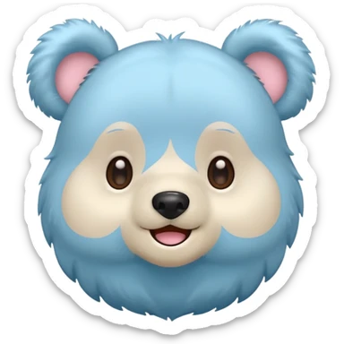 Cute pastel chibi bear emoji sticker, round face, big eyes, simple lines, 1:1 icon, no text sticker