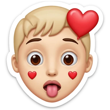 Has hearts as its eyes, has its tongue sticking out  sticker