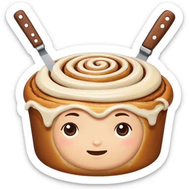 cinnamon roll holding knife sticker