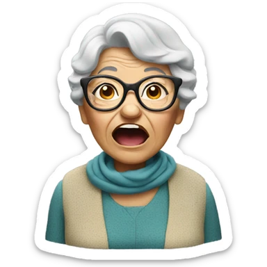 Granny wearing Glasses with open mouth  sticker