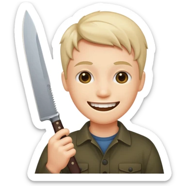 L'émoji : 😁 mais qui tien un couteau dans sa main sticker
