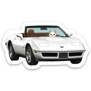 Cat driving white corvette sticker