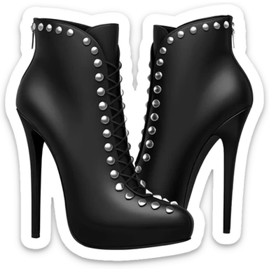 black studded leather 10 inch ankle bootie stilettos, rendering sticker