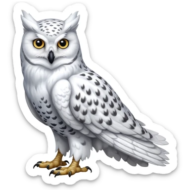 Realistic wild natural elegant pretty beautiful handsome snowy owl-arctic-fox-snow-leopard-gryphon-griffin-fusion-hybrid-animal-creature, full body, hyper-realism sticker