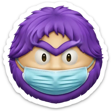 Grimace from McDonald’s wearing a surgical mask sticker