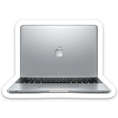 3D minimal icon of a premium silver or gray laptop with no logos, placed on a color #FF3D00 gradient background. Clean, modern, high-end tech style. sticker