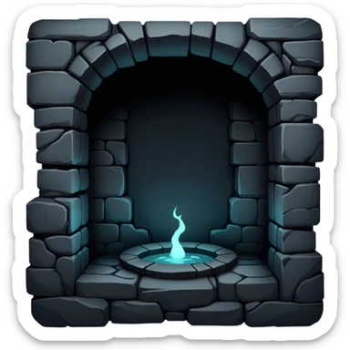 A dark, eerie, and endless well, its depths disappearing into an inky black void, with faint, glowing edges hinting at an unfathomable depth. The surrounding stone walls are worn and ancient, adding to the mysterious and ominous atmosphere sticker
